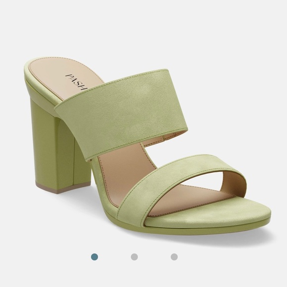 Pashion Footwear Shoes - Pashion Slide Sage Suede Block Convertible Heels 4” size 7